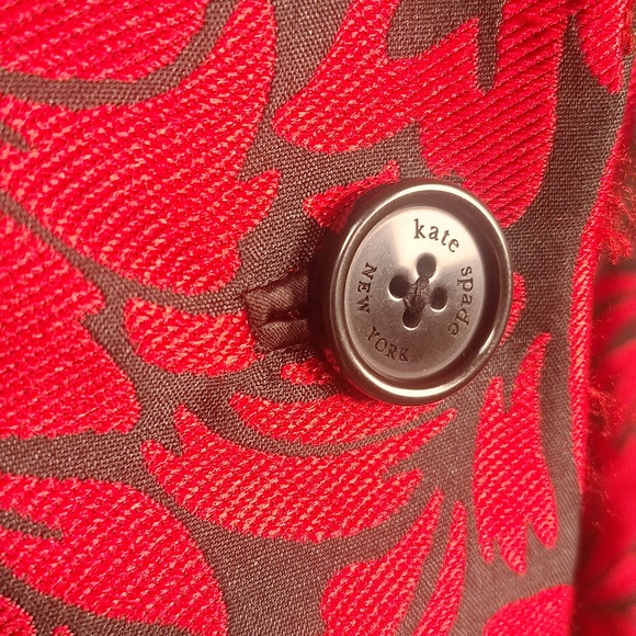 Kate Spad Flourish Swirl Brocade Blazer Black/Ripe Apple Size 4 - Picture 11 of 14